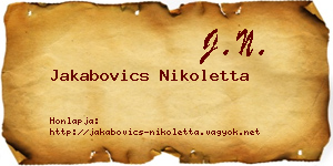 Jakabovics Nikoletta névjegykártya